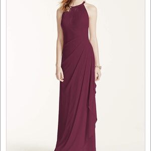 soft mesh halter bridesmaid dress with slim sash Soft Mesh Halter Bridesmaid Dress with Slim Sash
